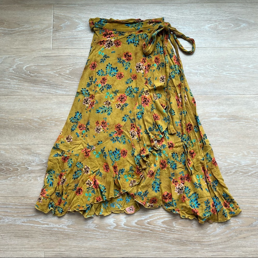 Anthropologie floral wrap skirt